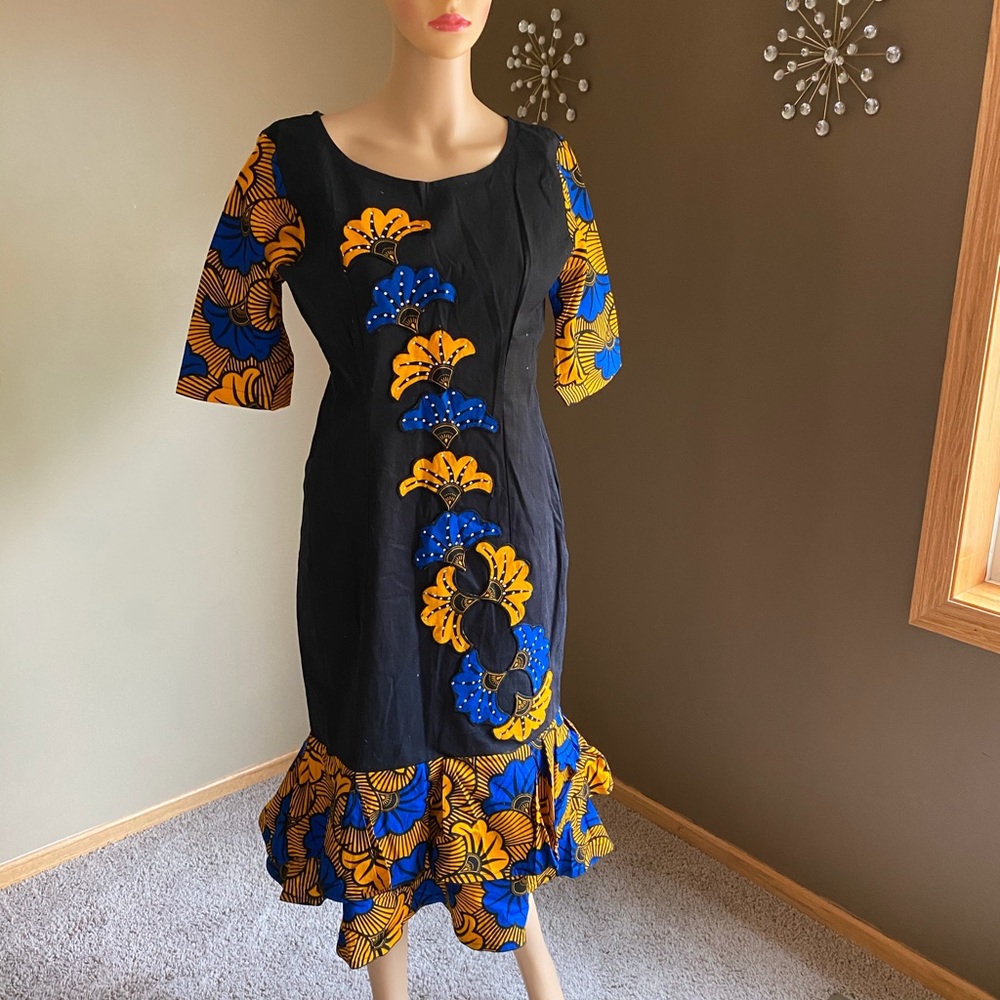 Ankara/Linen Dress